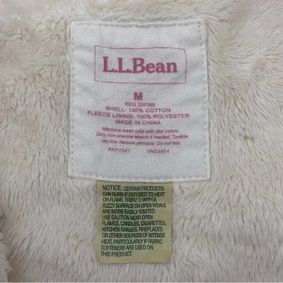 L.L. Bean Fleece Lined Plaid Flannel Shirt Jacket Pink White Sz M - Picture 7 of 7